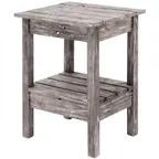 image of Hubert 34769 Display Table – 22" x 18-1/4" x 27-1/4" Rectangular Pine Wood Undershelf, Rustic Grey