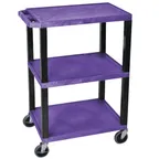 image of Hubert 37449 3-Shelf Plastic Allergen Awareness Utility Cart - 24" x 18" x 34"H