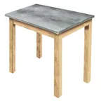 image of Hubert 37885 Rectangular Nesting Table, 24" x 20", Galvanized Metal Top, Poplar Wood Frame, Light Oak Finish