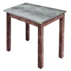 image of Hubert 40418 Rectangular Nesting Table, 24" x 20", Galvanized Metal Top, Poplar Wood Frame, Rustic Brown