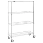 image of Hubert 44166 NSF Chrome-Plated Steel Mobile Wire Shelving Unit - 48"W x 18"D x 78"H