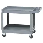 image of Hubert 44683 Grey 2-Shelf Plastic Large Utility Tub Cart - 46"L x 26"W x 33 1/2"H