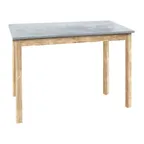 image of Hubert 52873 Rectangular Nesting Table, 34" x 20", Galvanized Metal Top, Poplar Wood Frame, Light Oak Finish