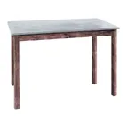 image of Hubert 60419 Rectangular Nesting Table, 34" x 20", Galvanized Metal Top, Poplar Wood Frame, Rustic Brown