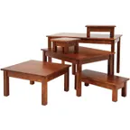 image of Hubert 63519 Rectangular Nesting Table, 34" x 26" x 20"H, Poplar Wood, Mahogany Finish