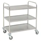 image of Hubert 74052 Medium 3-Shelf Stainless Steel Trolley Cart - 31-9/10" X 17-9/10" X 33-5/8"H