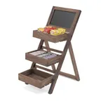 image of Hubert 75034 Rustic Brown Wood 3-Tier Merchandising Rack - 22" x 35" x 48"