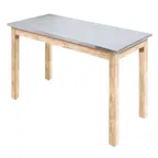 image of Hubert 77979 Rectangular Nesting Table, 40" x 30" x 32"H, Galvanized Metal Top, Poplar Wood Frame, Light Oak Finish