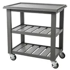 image of Hubert 78348 Recycled Composite Dark Grey Indoor/Outdoor 3-Shelf Serving Cart