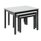 image of Hubert 80339 3-Piece Rectangular Nesting Table Set, Formica Laminate Plywood Top, Poplar Wood Frame, Ebony/Metallic