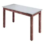 image of Hubert 80932 Rectangular Nesting Table, 40" x 30" x 32"H, Galvanized Metal Top, Rustic Brown Poplar Wood Frame