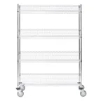 image of Hubert 82998 NSF Chrome Plated Steel Mobile Slant Wire Shelf - 48"L x 18"D x 69"H