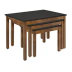 image of Hubert 83101 3-Piece Nesting Table Set, Rectangular, Formica Laminate Top, Poplar Wood Frame, Oak/Black