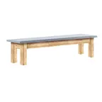 image of Hubert 85048 Rectangular Nesting Table, 38" x 10", Galvanized Metal Top, Poplar Wood Frame, Light Oak Finish