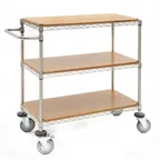 image of Hubert 85419 3-Shelf Aluminum-Plated Steel Wire Utility Cart - 48" x 24" x 39-1/2"