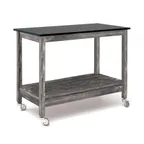 image of Hubert 87344 Mobile Table, 48" X 24" X 37" H, 2‑Shelf 22½" Spacing, Black Formica Top, Wood, Grey