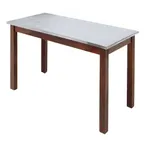 image of Hubert 89409 Rectangular Nesting Table, 40" x 30", Galvanized Metal Top, Poplar Wood Frame, Mahogany Finish