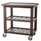 image of Hubert 91855 Recycled Composite Dark Brown Indoor/Outdoor 3-Shelf Serving Cart