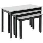 image of Hubert 92414 3-Piece Rectangular Nesting Table Set, Formica Laminate Plywood Top, Poplar Wood Frame, Ebony/Metallic