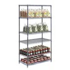 image of Hubert 93828 Mobile Flint Finish 4 Shelf Wire Shelving Unit - 60"W x 24"D x 69"H