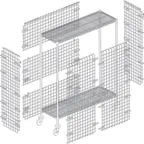image of Hubert 95636 Flint Steel Complete Mobile Security Cart Kit - 48"L x 18"W x 63"H