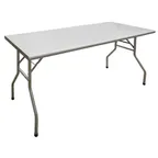 image of Hubert 96726 Rectangular Folding Table, 72" x 30" x 31-7/8", 18-Gauge 430 Stainless Steel, NSF Certified