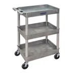 image of Hubert 98066 Gray 300 lb 3-Shelf Bussing Utility Transport Cart - 24"L x 18"W x 39-1/4"H
