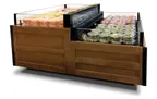 image of Hussmann ISMGG2DAA 81" Microsc™ Island Open Air Merchandiser, Wood Exterior, 2 Tiered Deck Only