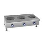 image of Imperial IHPA-3-36-E 36" Electric Countertop Hotplate w/ (3) Solid Burners, Horizontal Design, Infinite Controls, 6.0 kW