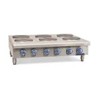 image of Imperial IHPA-4-48-E 48" Electric Countertop Hotplate w/ (4) Solid Burners, Horizontal Design, Infinite Controls, 8.0 kW