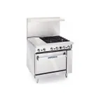 image of Imperial IR-4-G12 36" Gas Restaurant Range w/ (4) Open Burners, 12" Griddle, (1) Standard Oven, 183.000 BTU 