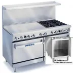 image of Imperial IR-4-RG36-C-XB 60" Gas Restaurant Range w/ (4) Open Burners, 36" Raised Griddle/Broiler, (1) Convection Oven, (1) Open Cabinet Base, 218.000 BTU
