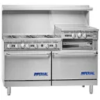 image of Imperial IR-6-RB24-C 60" Gas Restaurant Range w/ (6) Open Burners, 24" Radiant Broiler, (1) Standard Oven, (1) Convection Oven, 317.000 BTU