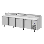 image of Infrico USA IRT-MR119EN 119" 4-Section Refrigerated Pizza Prep Table, (16) 1/3 GN pans, 37 cu. ft.