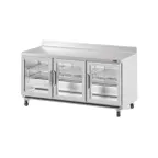 image of Infrico USA IUC-UC72RWCR 72" 3-Section Worktop Refrigerator w/ 3 Glass Doors, 21 cu. ft.
