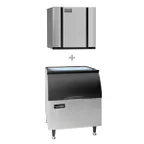image of Ice-O-Matic CIM0320FA/B40PS/KBT19 Air Cooled Full Cube 313 lb Ice Machine with Bin, 344 lb Storage