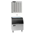 image of Ice-O-Matic MFI0500A/B40PS/KBT19 Air Cooled Flake 540 lb Ice Machine with Bin, 344 lb Storage