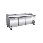 image of IKON IPP94 94" 3-Section Refrigerated Pizza Prep Table w/ 3 Doors, (12) 1/3 GN pans
