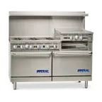 image of Imperial IR-6-RG24-CC 60" Gas Restaurant Range w/ (6) Open Burners, 24" Raised Griddle/Broiler, (2) Convection Ovens, 292.000 BTU