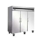 image of IKON IT82R 81" 3-Section Reach-In Refrigerator w/ 3 Solid Doors, Top Mounted, Stainless Steel, 72 cu. ft.
