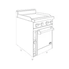 image of Jade JBR-24G-24 24" Gas Restaurant Range w/ 24" Griddle, (1) Standard Oven, 78.000 BTU