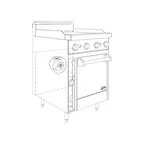 image of Jade JBR-24G-24C 24" Gas Restaurant Range w/ 24" Griddle, (1) Convection Oven, 78.000 BTU