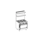 image of Jade JBR-6-36C 36" Restaurant Gas Range w/ (6) Open Burners, (1) Convection Oven, 210.000 BTU