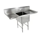 image of John Boos 1B18244-2D24 69" One Compartment Sink, 18"W x 24"L Bowl With 2 Drainboards