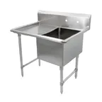 image of John Boos 1B244-1D24L-X 52" One Compartment Sink, 24"W x 24"L Bowl With Left-Hand Drainboards