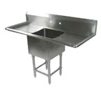 image of John Boos 1PB18-2D18 57" One Compartment Sink, 18"W x 18"L Bowl With 2 Drainboards
