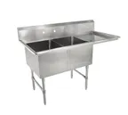 image of John Boos 2B184-1D18R 58" Two Compartment Sink, 18"W x 18"L Bowl With Right-Hand Drainboard
