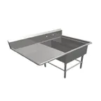 image of John Boos 2PB14314-1D18L 50" Two Compartment Sink, 14"W x 31"L Bowl With Left-Hand Drainboard