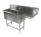 image of John Boos 2PB1824-1D18R 58" Two Compartment Sink, 18"W x 24"L Bowl With Right-Hand Drainboard