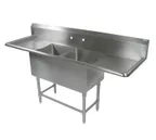 image of John Boos 2PB20-2D24 91" Two Compartment Sink, 20"W x 20"L Bowl With 2 Drainboards